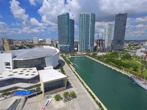 Aerial Drone Image Of Downtown Miami Fl Editorial Stock Image Image