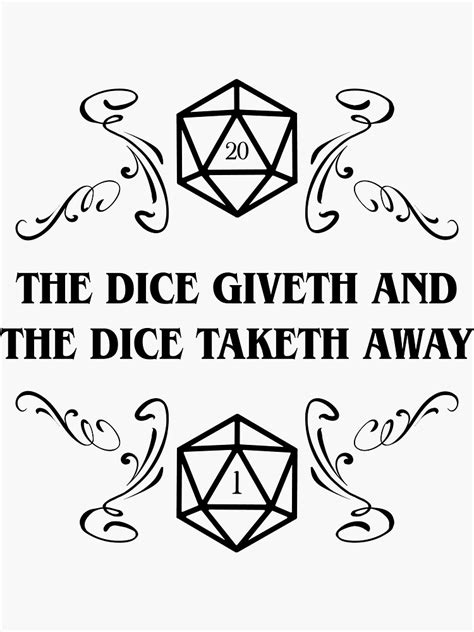 The Dice Giveth And The Dice Taketh Away D20 Dice Tabletop Rpg Sticker