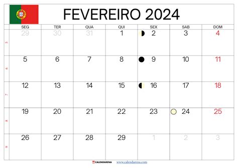 Calendário Fevereiro 2024 Portugal