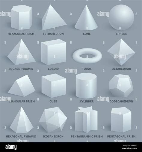Realistic White Basic 3d Shapes Vector Set Geometry Form For Education