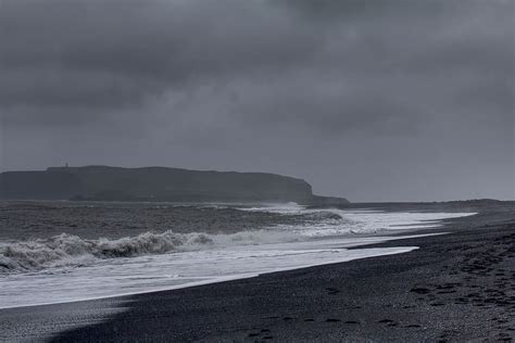 Hd Wallpaper Iceland Reynisfjara Black Sand Beach Sea Clouds Rain