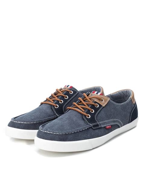 Nautico para niño completamente de piel con cierre de cordones. NAUTICO HOMBRE XTI LONA JEANS 49620 Talla 40 Color NAVY