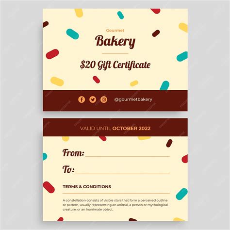 Free Vector Bakery T Certificate Template Design