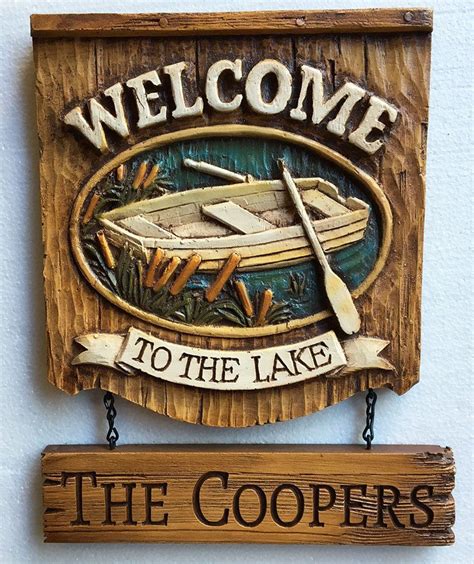 Welcome To The Lake Personalized Sign Etsy Carved Wood Signs