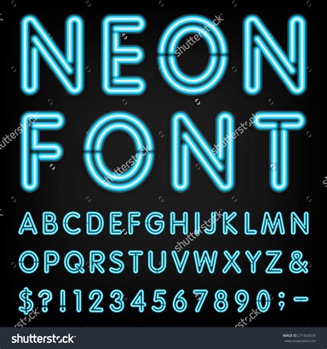 Neon Light Alphabet Vector Font Type Letters Numbers And Punctuation