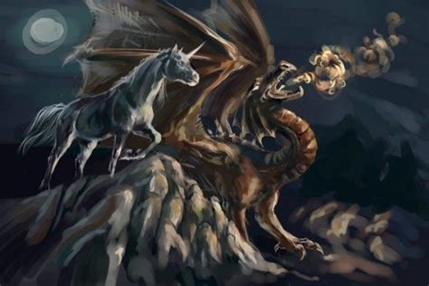 Unicorn Dragon Изображение дракона Фэнтези Фантастика