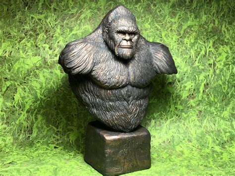Bigfoot Sasquatch Bust Hairy Man Sculpture Statue Bronze Etsy