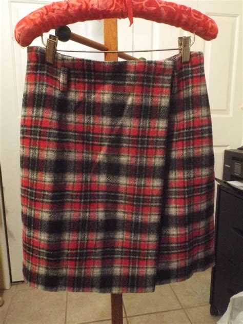 Vintage Eddie Bauer Plaid Skirt Womens Plaid Warm W Gem