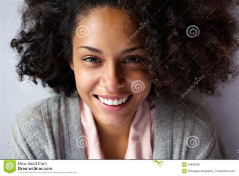 Beautiful African American Woman Face Smiling Stock Image Image Of