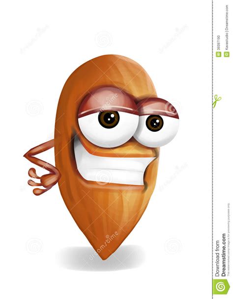 Cool Brown Almond Cartoon Character Sly Eyes Stock