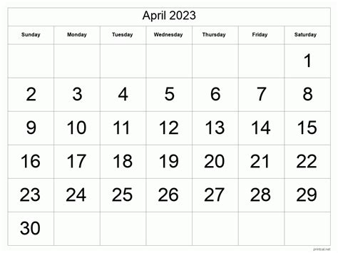 April 2023 Calendar Pdf Word Excel