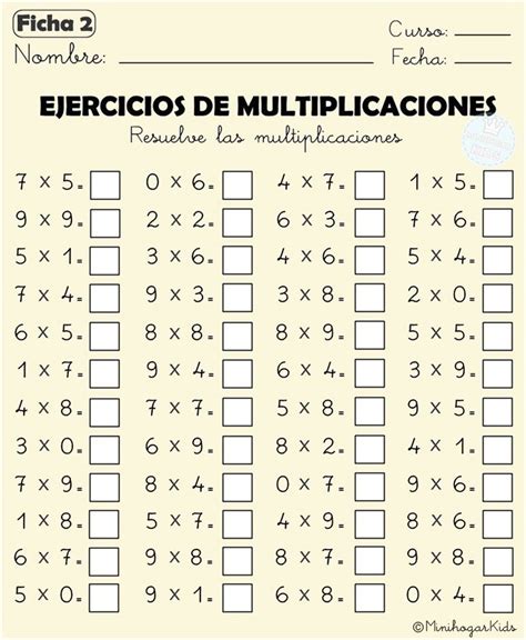 Dos Fichas Con Ejercicios De Multiplicaciones Para Todos Aquellos Niños