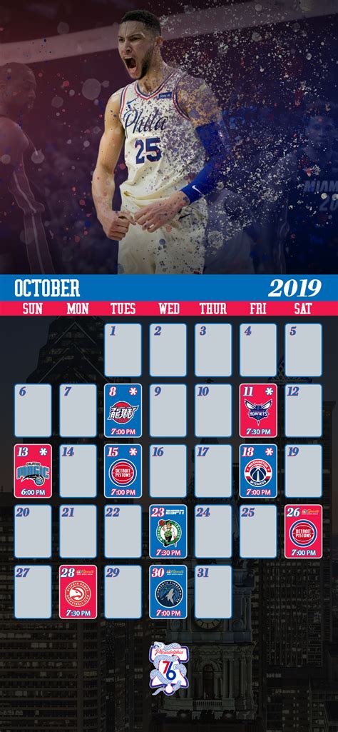 The most anticipated sixers season in over a decade is nearly upon us. Sixers October Schedule Mobile Wallpaper : sixers