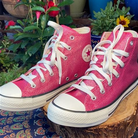 Converse Shoes New Sparkling Metallic Hot Pink Converse Hi Tops