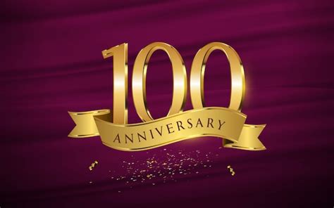 Premium Vector 100th Anniversary With Illustrations 3d Figures Gold