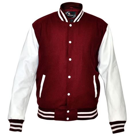 Mens Red Wool With Real Leather Premium Varsity Letterman Jacket Team