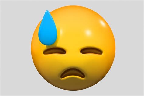Emoji Downcast Face With Sweat 3D CGTrader