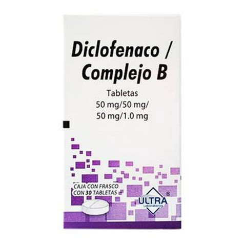 Diclofenaco Complejo B 50 Mg 50 Mg 50 Mg 10 Mg 30 Tabletas Walmart