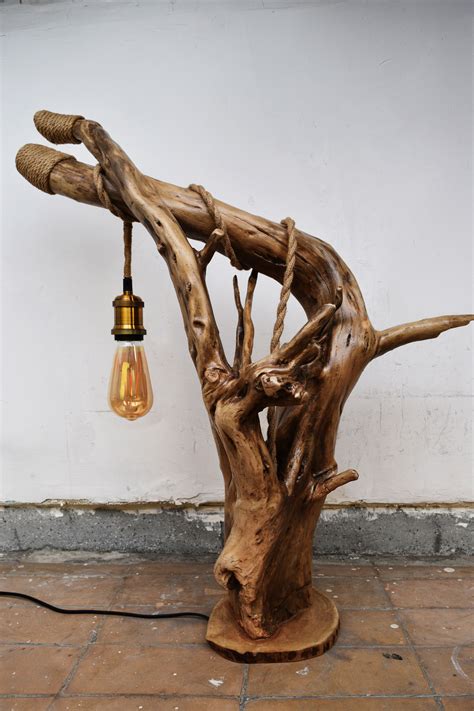 Bedside Lamp Driftwood Lamp Vintage Lamp Socket Night Wood Lamp Vintage
