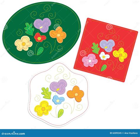 Embroidery Floral Applique Stock Vector Illustration Of Embroidered