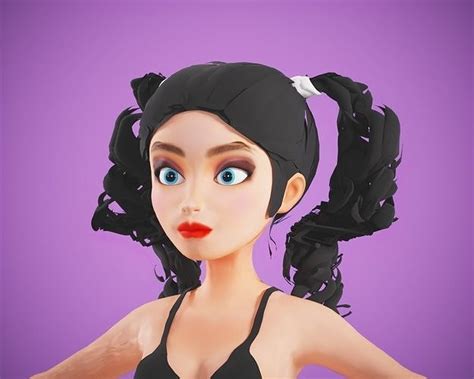 3d Model Cartoon Girl Vr Ar Low Poly Cgtrader