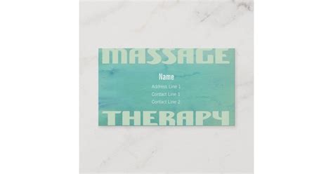 Massage Therapy Watercolor Business Card Zazzle