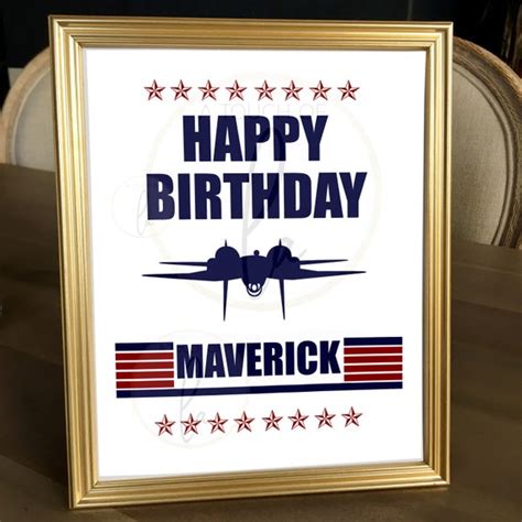 Printable Top Gun Happy Birthday Maverick Schild Etsy