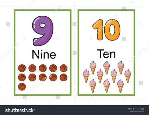 Printable Number Flashcards Teaching Number Flashcards Stock Vector