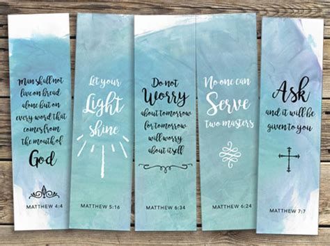 Printable Bookmarks Cards Bible Verses Scripture Art Matthew 2x7