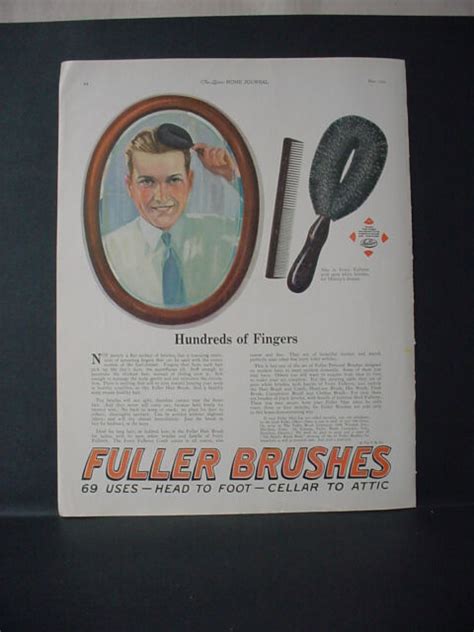 1924 Fuller Hair Brushes Man Bushes Hair Full Page Color Vintage Print