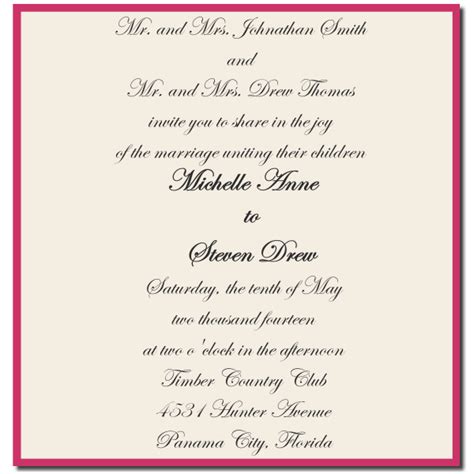 Formal Wedding Invitation Wording Together With Their Families