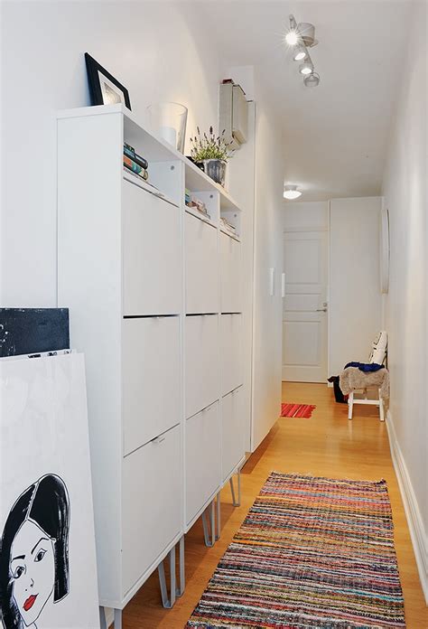 Now we have a landing space to store our for shoe storage we used 2 wall cabinets, attached also to the 18 mm thick shelf in the floor. 63 Clever Hallway Storage Ideas | DigsDigs