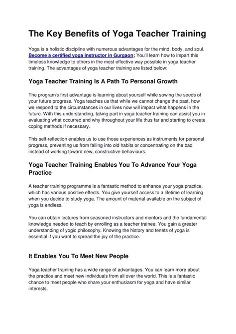 Ppt The Key Benefits Of Yoga Teacher Training Powerpoint Presentation Id 11825948
