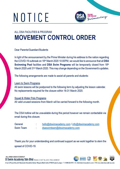 Malaysia movement control order mco info and news. Notice - Movement Control Order | DSA Swim Team | D Swim ...