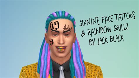 6ix9ine Face Tattoos And Rainbow Grillz Pack The Sims 4 Catalog