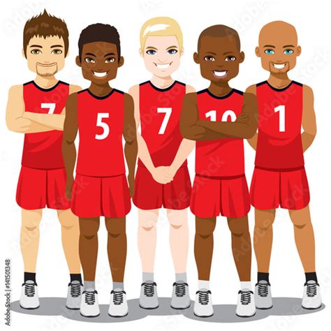 Small Group Of Professional Male Basketball Team Stock Vector Adobe Stock