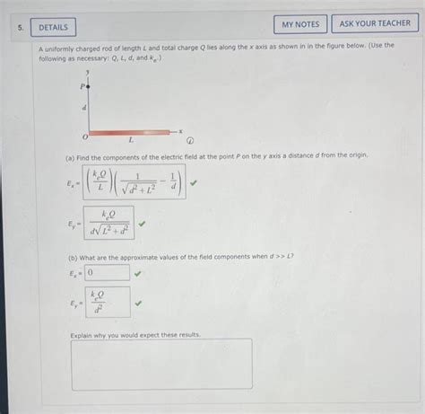 Solved A Uniformly Charged Rod Of Length L And Total Charge Chegg Com