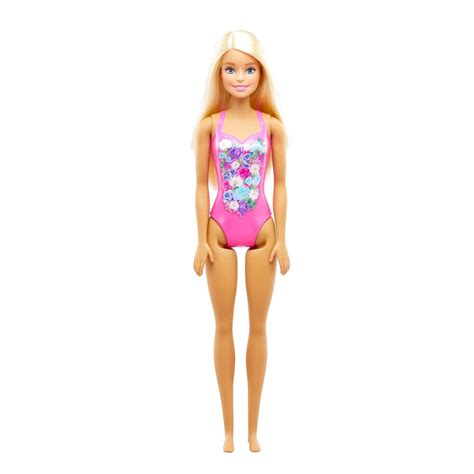 Barbie Beach Doll With Pink Graphic One Piece Swimsuit