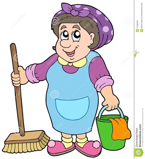 Image can be used on advertising booklets, banners, flayers, article, social media. Cartoon cleaning lady stock vector. Image of cleaning ...