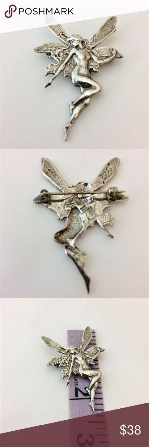 Sterling Silver Fairy Pin Brooch Brooch Fairy Pin Silver