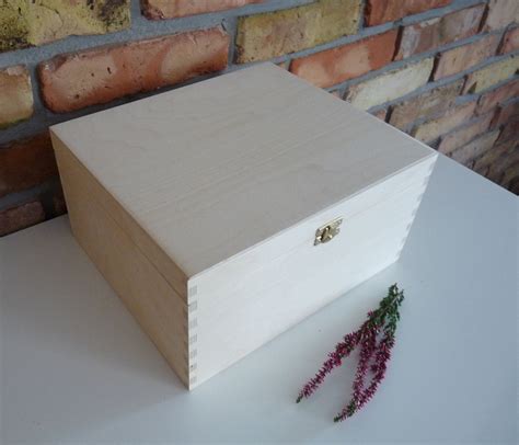 Large Natural Wooden Box With Lid And Latch Wooden Plain Raw Etsy In