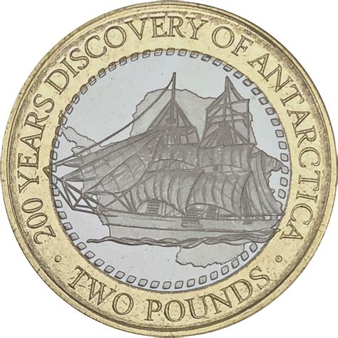2 Pounds Elizabeth Ii Discovery Of Antarctica British Antarctic