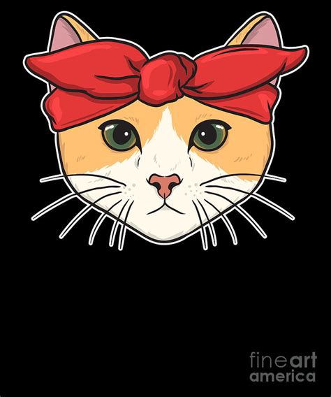 Cute Adorable Gangster Bandana Cat Thug Kitty Digital Art By The