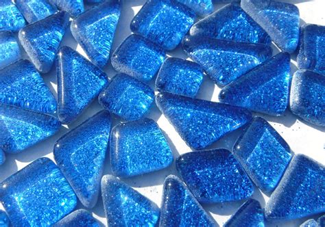 Blue Glitter Puzzle Tiles 100 Grams In Medium Blue