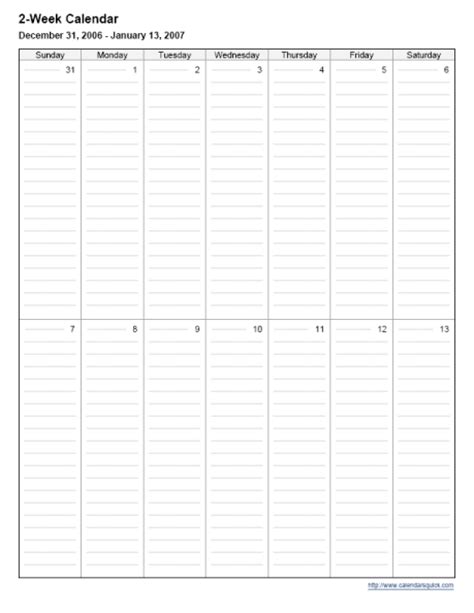 Printable Two Week Calendar Template Printable Templates Free