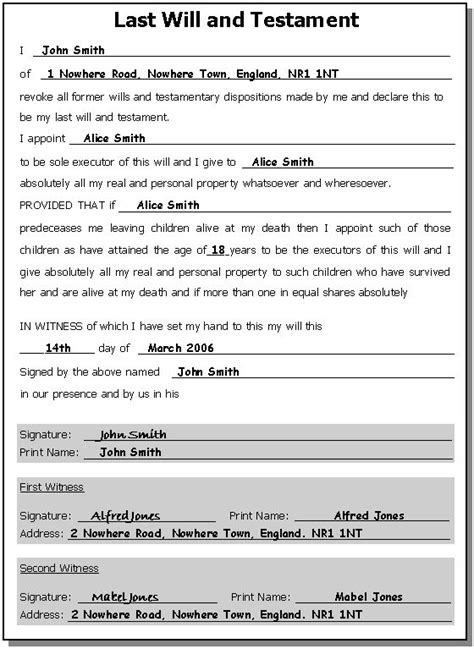 Ontario last will and testament form. Printable Sample Last Will And Testament Template Form ...