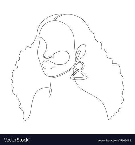 Black Woman Portrait Line Drawing African American Woman Line Art Art