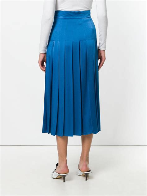 Fendi Synthetic Pleated Midi Skirt In Blue Lyst