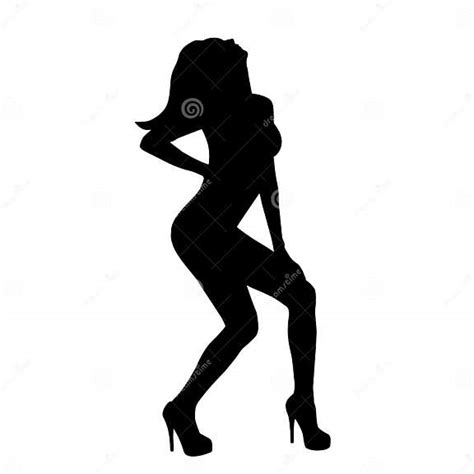 Dancing Girl On High Heels Black Vector Silhouette Illustration Stock