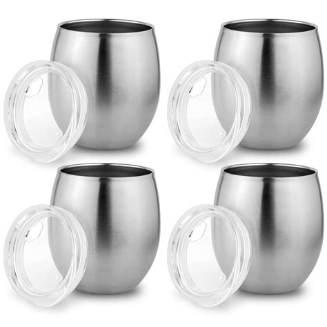 Set Of 4 Stainless Steel Small Tumbler With Lid Double Wall Vacuum